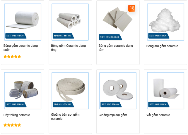 Các dòng sản phẩm làm từ bông gốm