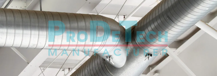 Hệ thống HVAC hiện đại sử dụng ống gió tròn xoắn trong tòa nhà thương mại