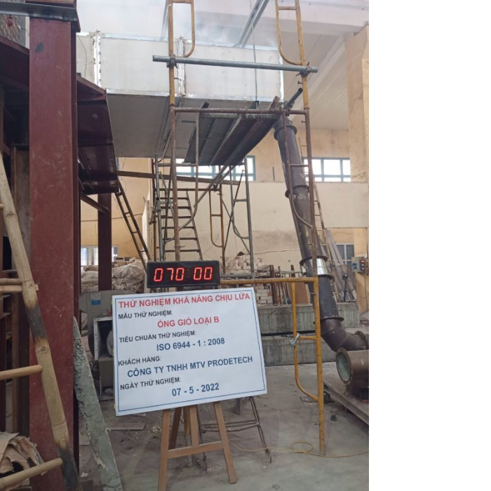 Thử nghiệm đốt mẫu ống gió chống cháy EI tại trung tâm kiểm định PCCC