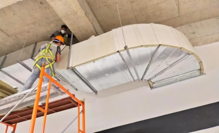 Hệ thống ống gió bọc KHS trong công trình thực tế