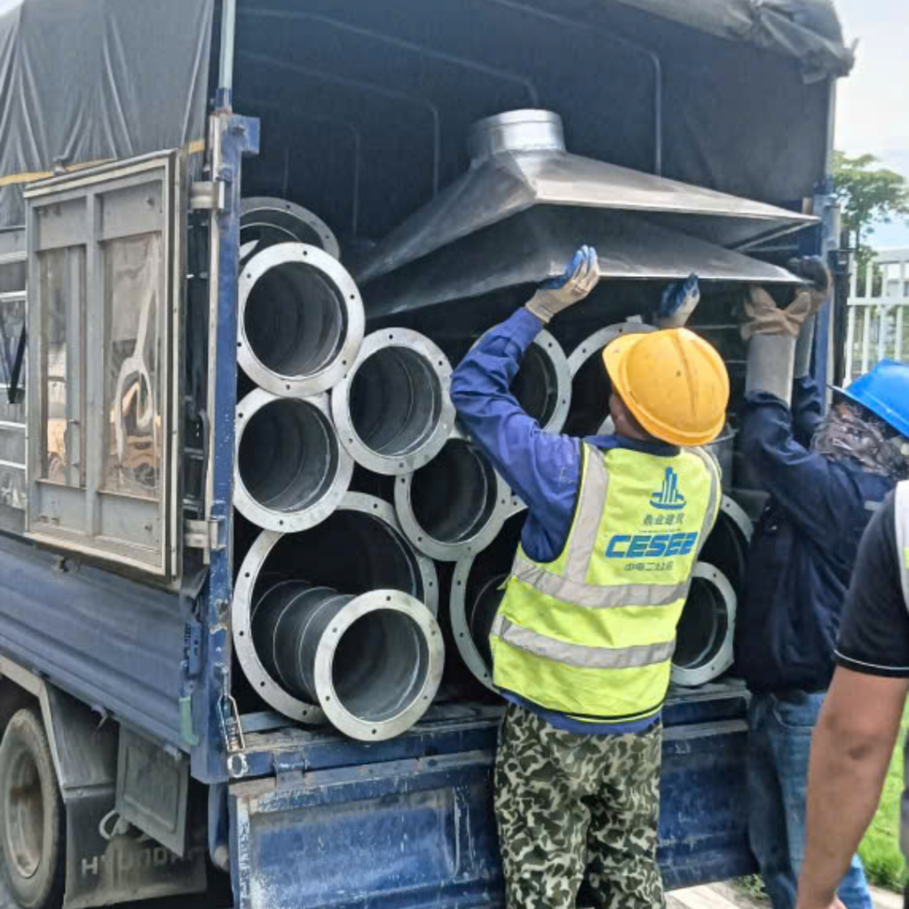 Gia công ống gió tròn mặt bích tại nhà máy PRODETECH