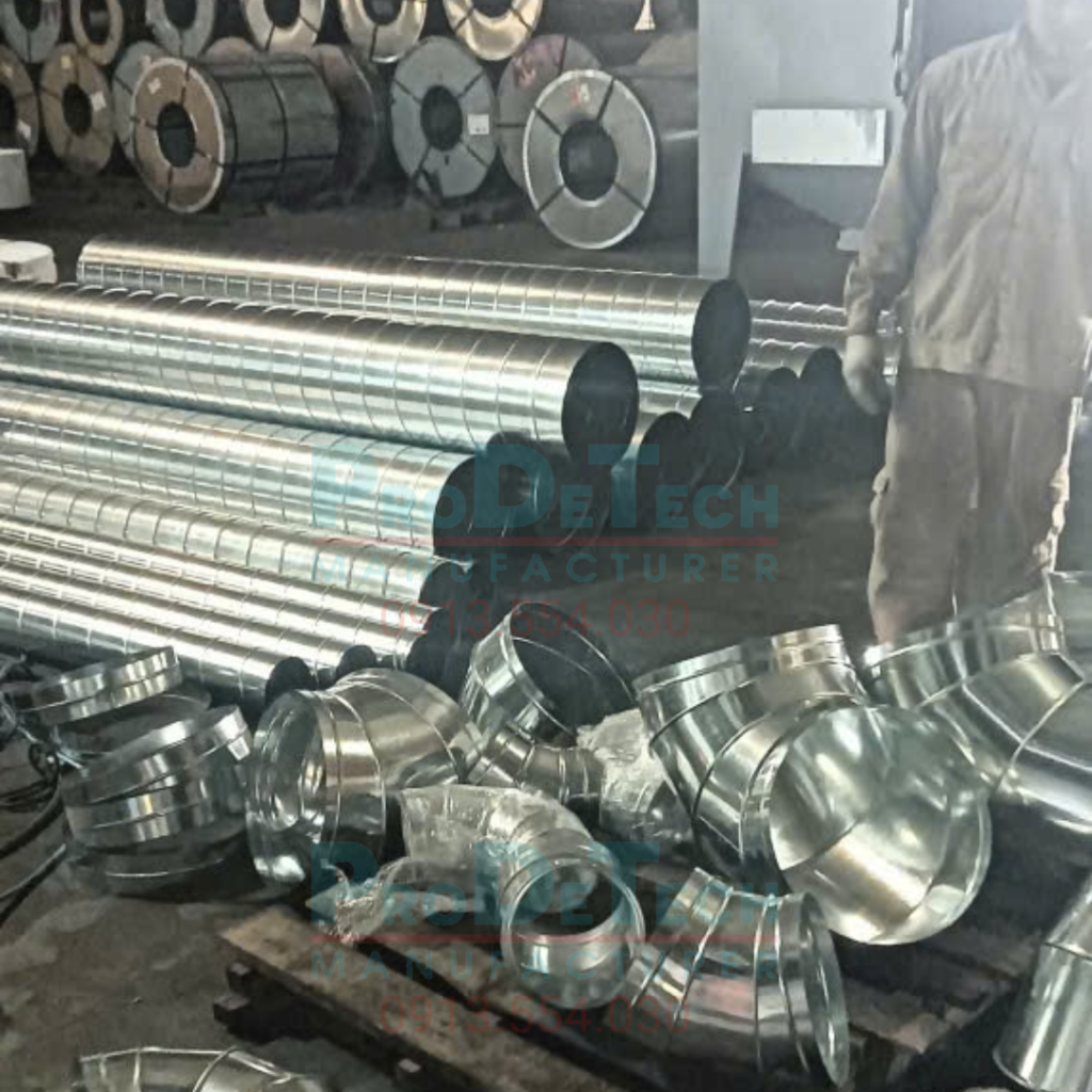 Vật tư M&E cho nhà hàng lẩu nướng gồm ống gió, cút nối, tê chia nhánh và phụ kiện HVAC đồng bộ